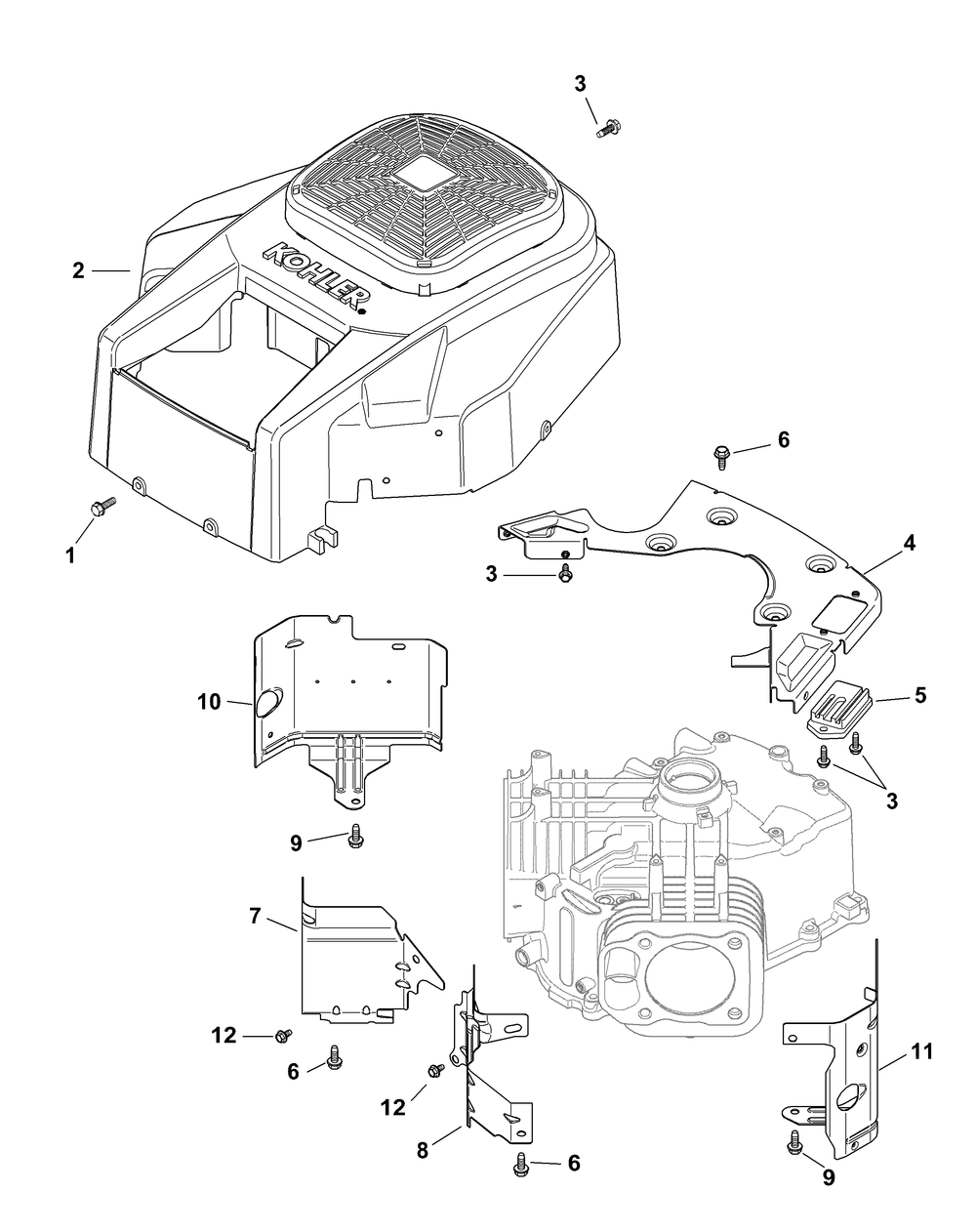 Kohler Sv725-3020 Blower Housing And Baffles Diagram and Parts List for Z-FORCE54 (17BF3AGX-17BF3AGX010)(2012) Cub Cadet Lawn Tractor